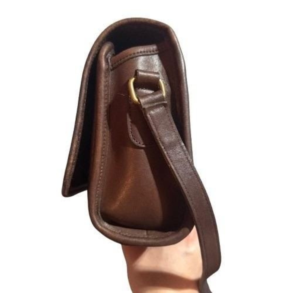 Coach Vintage 90s Ridgefield Flap Bag 9812 Brown Leather Crossbody - Picture 9 of 10